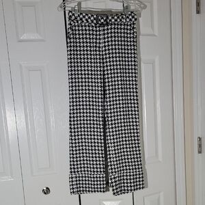 Black and White Houndstooth Wide Leg Pants
